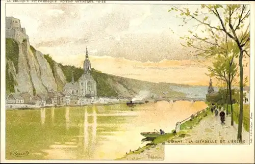 Künstler Ak Ranot, F., Dinant Wallonien Namur, Die Zitadelle und die Kirche