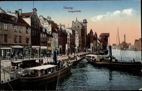 Ak Gdańsk Danzig, Langebrücke, Krantor