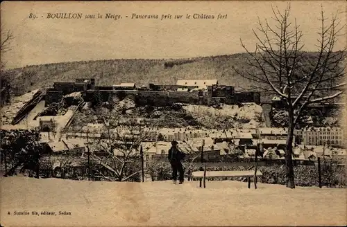 Ak Bouillon Wallonie Luxembourg, Panorama aufgenommen auf der Schlossfestung