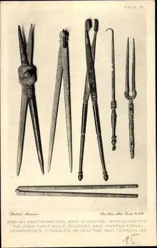 Ak Roman mathematical and surgical Instruments folding Foot-Rule, Dividers and proportional Compas