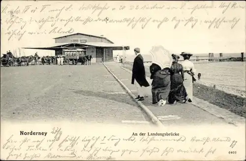 Ak Nordseebad Norderney Ostfriesland, An der Landungsbrücke