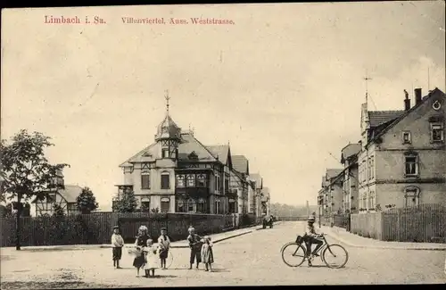 Ak Limbach in Sachsen, Villenviertel, äußere Weststraße