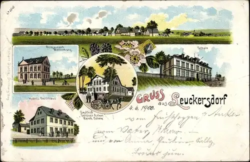 Litho Leukersdorf Jahnsdorf, Restaurant Wettinburg, Huth's Gasthaus, Gold.Anker