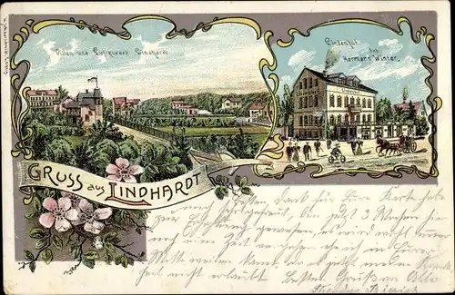 Litho Lindhardt Naunhof Sachsen, Totalansicht, Lindenhof