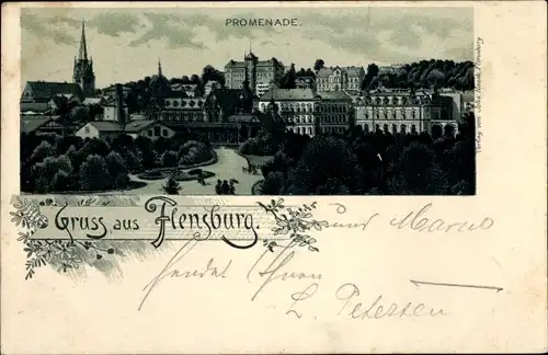 Litho Flensburg in Schleswig Holstein, Promenade