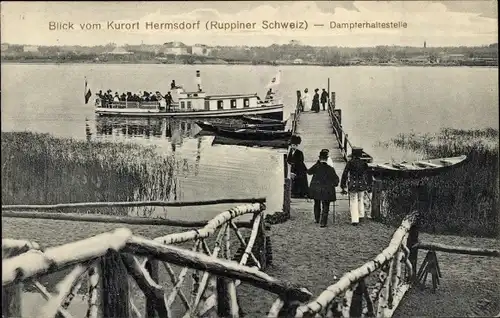 Ak Hermsdorf Münchehofe in Brandenburg, Dampferhaltestelle