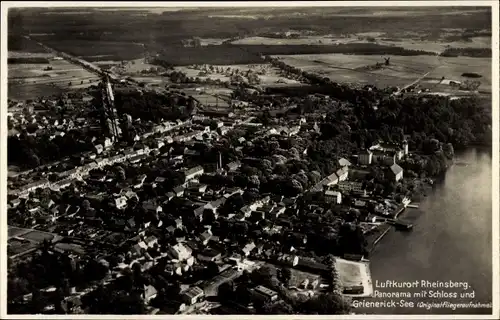 Ak Rheinsberg in der Mark, Schloss, Panorama, Fliegeraufnahme