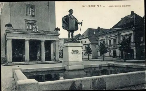 Ak Treuenbrietzen in Brandenburg, Hohenzollern Brunnen, Kurfürst Friedrich I.
