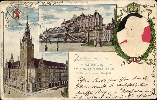 Prähe Litho Elberfeld Wuppertal, Einweihung des neuen Rathauses, Kaiser Wilhelm II.