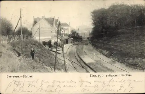 Ak Overveen Bloemendaal Nordholland Niederlande, Bahnhof