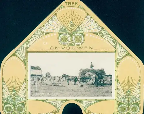 Klapp Jugendstil Ak Nordholland, Bauern mit Heuwagen