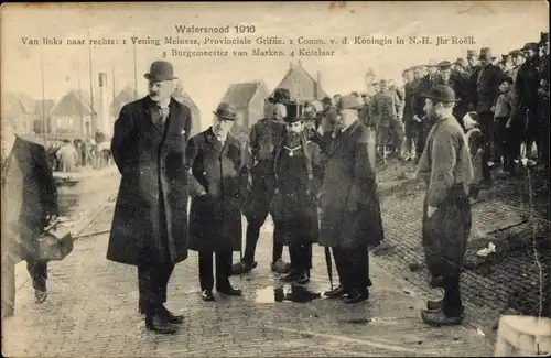 Ak Rotterdam Südholland Niederlande, überflutete Straßen, Besichtigung der Schäden, 1916