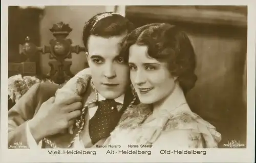 Ak Schauspielerin Norma Shearer, Schauspieler Ramon Novarro, Portrait, Alt Heidelberg