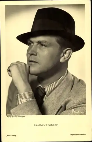 Ak Schauspieler Gustav Fröhlich, Portrait, Männer-Hut