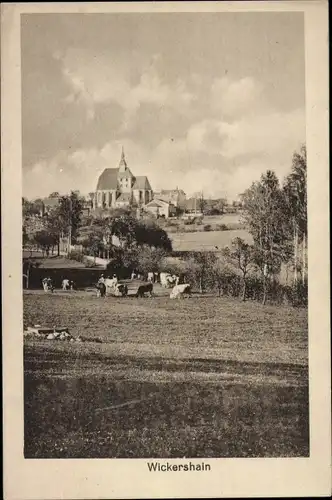 Ak Wickershain Geithain in Sachsen, Panorama, Kirche