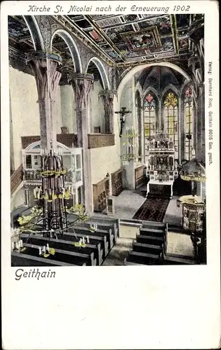 Ak Geithain Sachsen, Kirche St. Nicolai nach der Erneuerung 1902