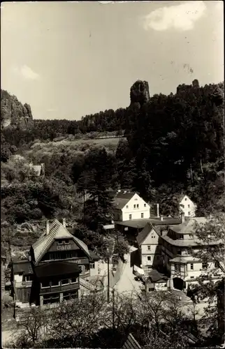 Ak Rathen an der Elbe Sächsische Schweiz, Amselgrund mit Talwächter