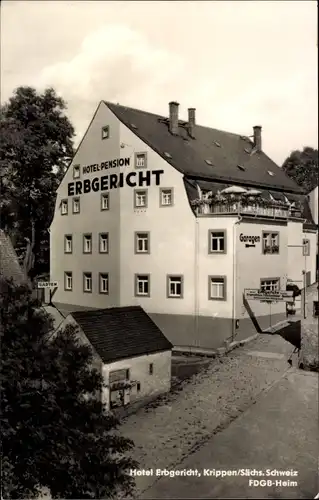 Ak Krippen Bad Schandau Sächsische Schweiz, Hotel Erbgericht