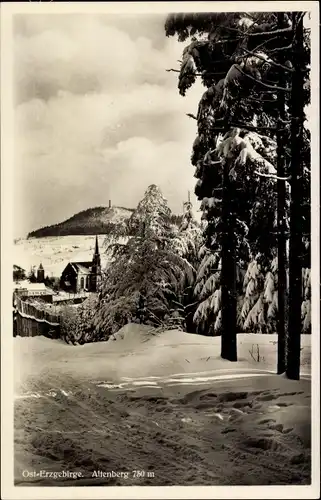 Ak Altenberg im Erzgebirge, Wintermotiv, Ort, Kirche