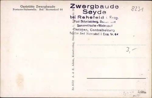 Ak Seyde Hermsdorf im Erzgebirge, Gasthof Zwergbaude