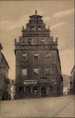 Ak Meißen in Sachsen, Giebel des Bahrmannschen Hauses, erbaut um 1571, Schuhwaren Lager J. Siegel
