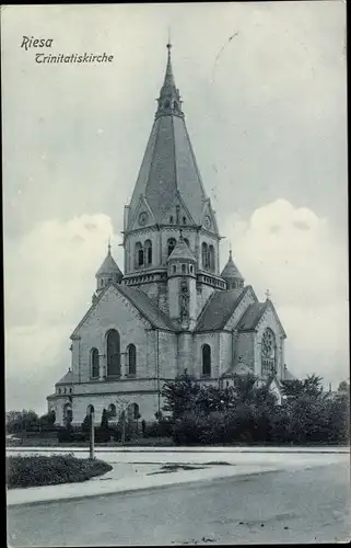 Ak Riesa an der Elbe Sachsen, Trinitatiskirche