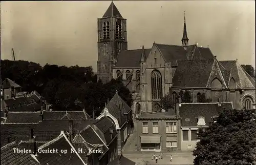 Ak Tholen Zeeland Niederlande, Gezicht op N. H. Kerk, Blick über die Dächer