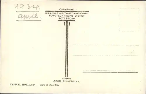 Ak Naarden Nordholland Niederlande, Panorama, Fliegeraufnahme