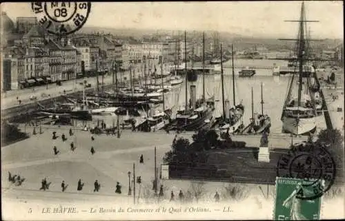 Ak Le Havre Seine Maritime, Handelshafen, Quai d'Orleans, Segelschiffe