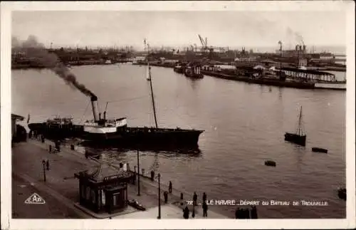 Ak Le Havre Seine Maritime, Schiff nach Trouville, Abfahrt