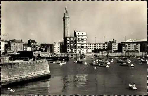 Ak Le Havre Seine Maritime, Jachthafen, Turm Saint-Joseph