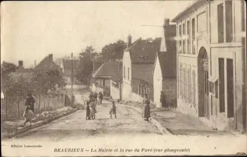 Ak Beaurieux-Aisne, Rathaus und Rue du Pavé