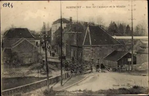 Ak Ribemont-Aisne, Rue de la Abbaye er le Moulin