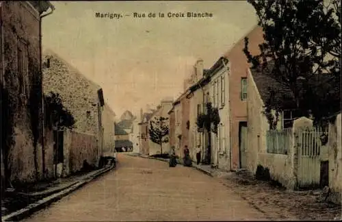 Ak Marigny Aisne, Rue de la Croix Blanche