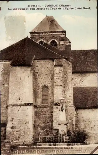 Ak Corroy Marne, Kriegerdenkmal, Kirche