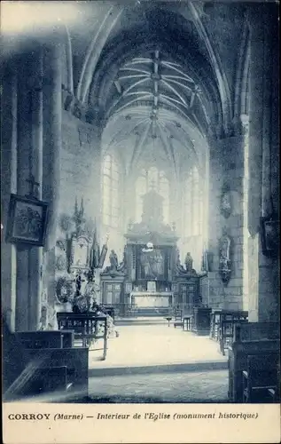 Ak Corroy Marne, Innenraum der Kirche