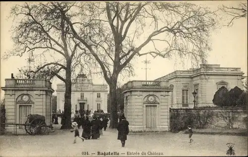 Ak Paris 16. Jahrhundert, Bois de Boulogne, Bagatelle, Eingang zum Schloss