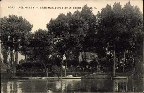 Ak Andrésy Yvelines, Villa am Ufer der Seine