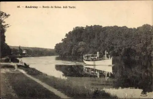 Ak Andrésy Yvelines, Ufer der Seine, Pretty Yacht