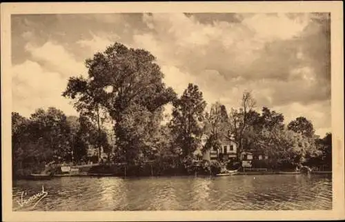 Ak Andrésy Yvelines, Restaurant auf der Insel