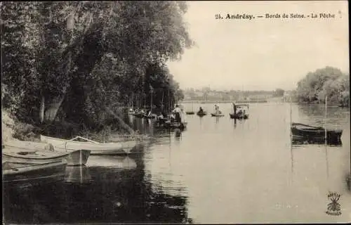 Ak Andrésy Yvelines, Ufer der Seine, La Peche