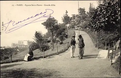 Ak Paris XVIII. Viertel Buttes-Montmartre, Square Saint Pierre, Grande Allee