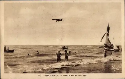 Ak Berck Plage Pas de Calais, Strand, In der Luft und auf dem Wasser