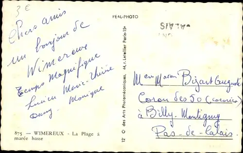 Ak Wimereux Pas de Calais, Strand bei Ebbe