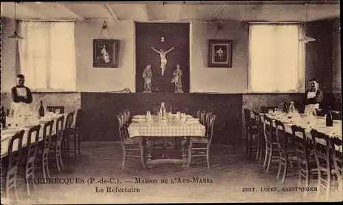 Ak Wardrecques Pas de Calais, Haus Ave-Maria, Refektorium