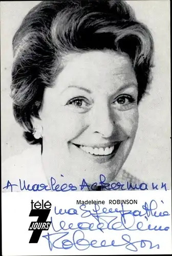 Foto Schauspielerin Madeleine Robinson, Portrait, Autogramm