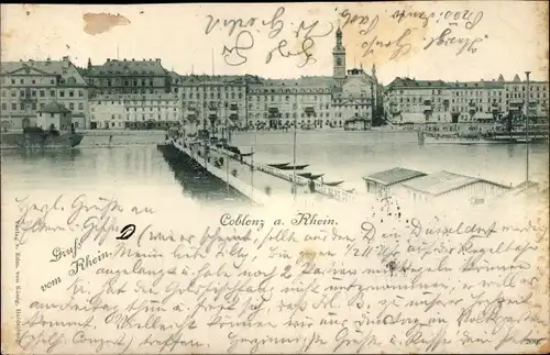 Ak Koblenz am Rhein, Teilansicht, Brücke