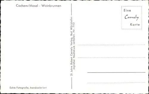 Ak Cochem an der Mosel, Weinbrunnen, Gedicht