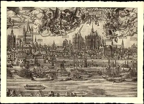 Ak Köln am Rhein, Stadtansicht 1531, Einblatt-Holzschnitt Anton Woensam