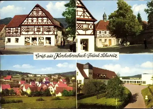 Ak Kirchehrenbach Oberfranken, Fachwerkhäuser, Ortsansicht, Gebäude, rewe Markt